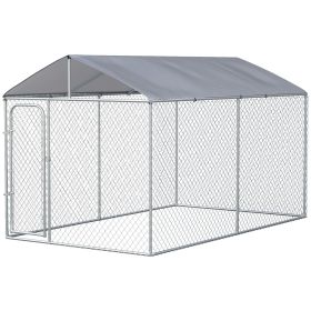 Dog Kennel Heavy Duty Playpen with Galvanized Steel Secure Lock Mesh Sidewalls and Waterproof Cover for Backyard & Patio, 13' x 7.5' x 7.5'