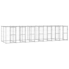Dog Kennel Silver Galvanized steel, PE 182.7 sqft Tough