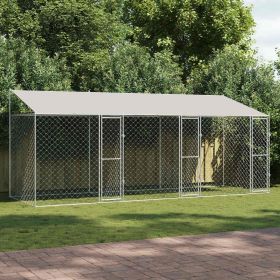 Dog Cage with Roof Silver 236.22 x 78.74 x 101.57 in