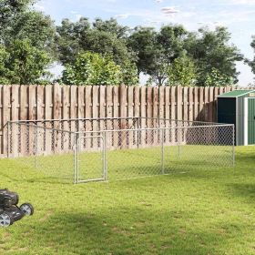 Dog Kennel Silver Galvanized Steel Large Dog Kennel Rectangular
