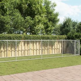 Dog Cage Grey Galvanized Steel Large Durable Dog Cage (Color: Grey)